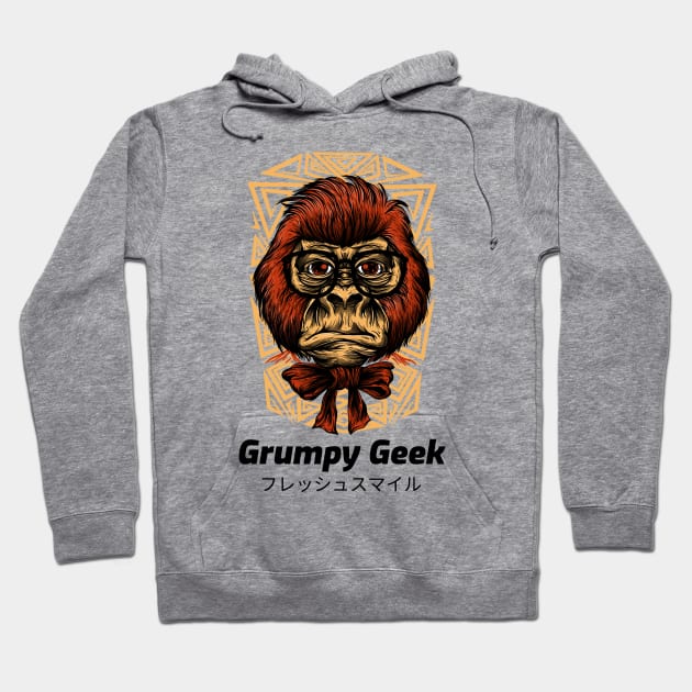 Grumpy Geek Monkey Joke Hoodie by BradleyHeal